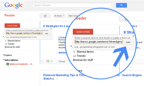 Add Feed to Google Reader