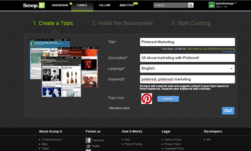 Create Scoop.it Topic