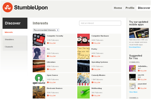 StumbleUpon for Social Sharing