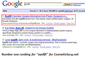 Cosmetic Surg Google ranking